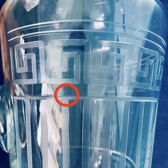 Versace x Rosenthal Meandre Greek Key Clear Glass Crystal Pitcher Vintage - Picture 14 of 14